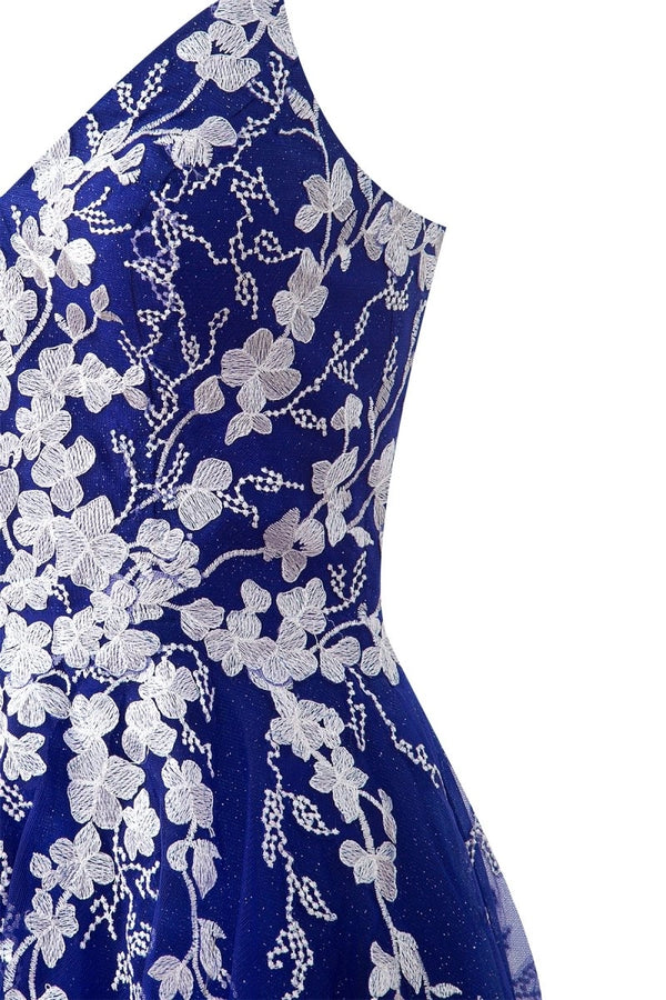 Aline Short Glitter Tulle Homecoming Dress with Appliques - KissProm
