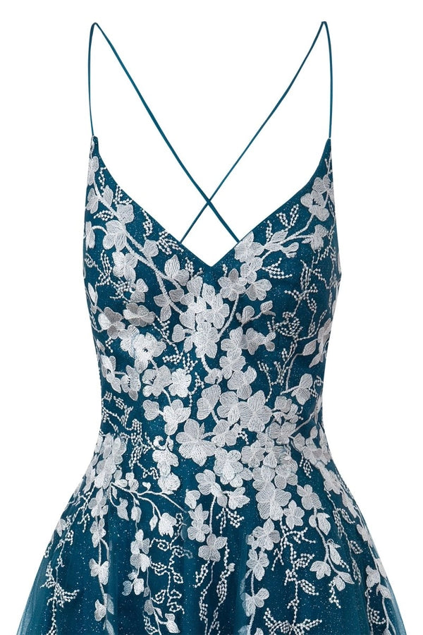 Aline Short Glitter Tulle Homecoming Dress with Appliques - KissProm