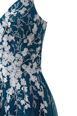 Aline Short Glitter Tulle Homecoming Dress with Appliques - KissProm