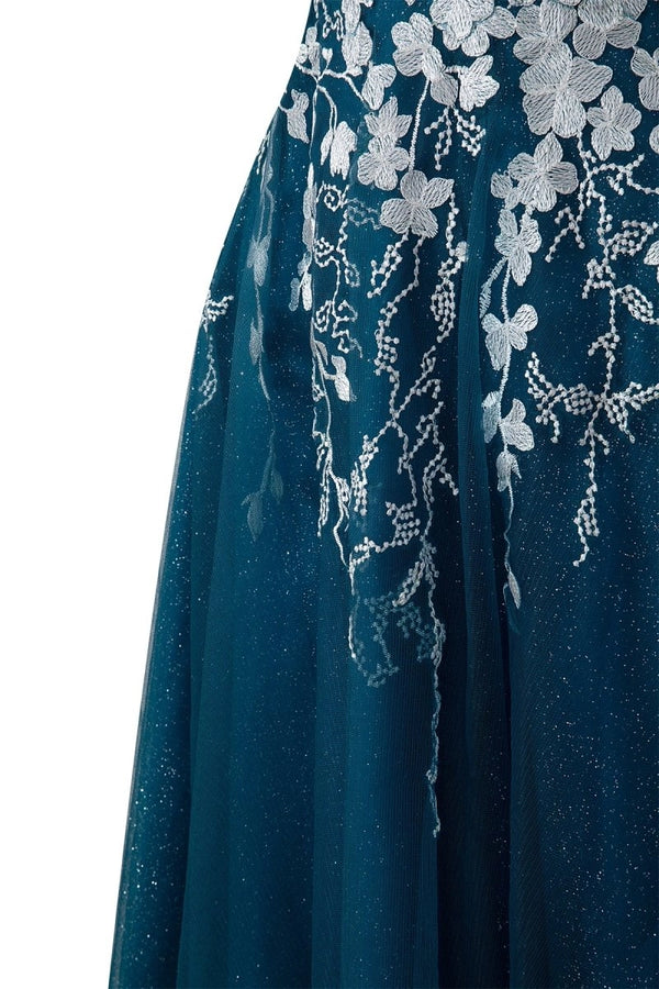 Aline Short Glitter Tulle Homecoming Dress with Appliques - KissProm
