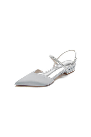 Diamond Pointed Toe Buckle Kitten Heels - KissProm
