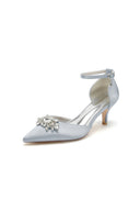 Pointed Toe Rhinestone Kitten Heels - KissProm