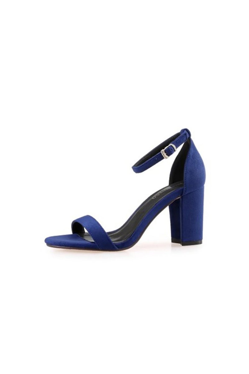 Outdoor Peep Toe Chunky Heel Suede Shoes With Ankle Strap Buckle - KissProm