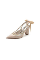 White Hybrid Pump with Transparent Mesh and Silver Heel Accent - KissProm