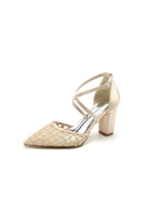 White Cross - Strap Pump with Delicate Flower Embellishments - KissProm