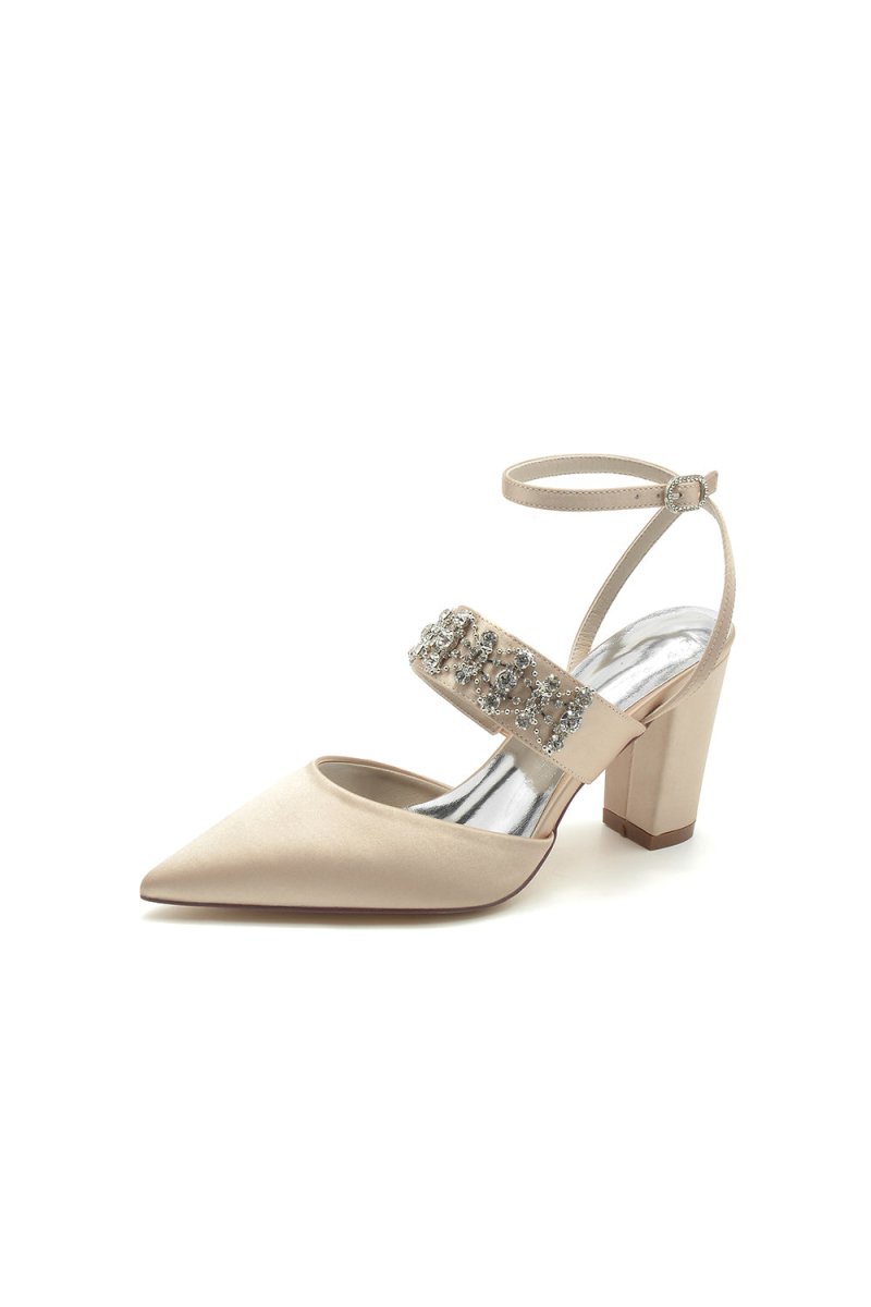 Black Satin Pump with Sparkling Silver Accent - KissProm