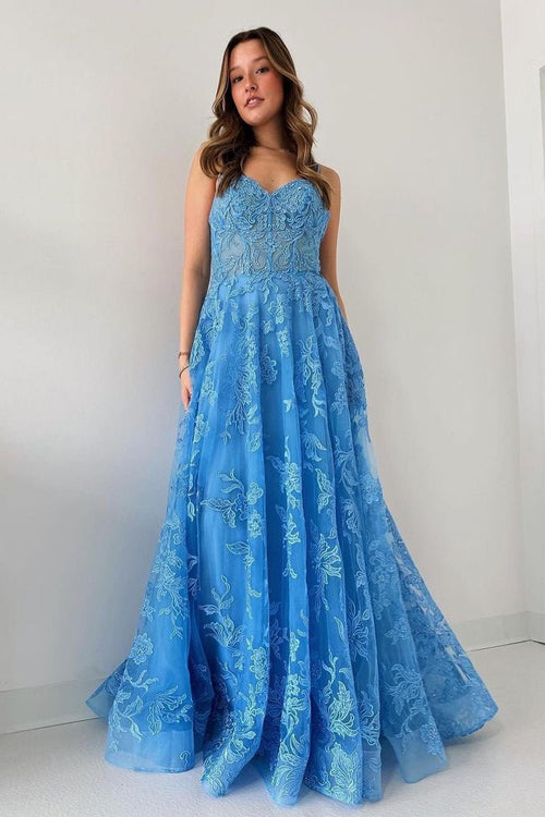 Contrast Color Spaghetti Straps Ball Gown Natural Long Tulle Prom Dresses main image 1