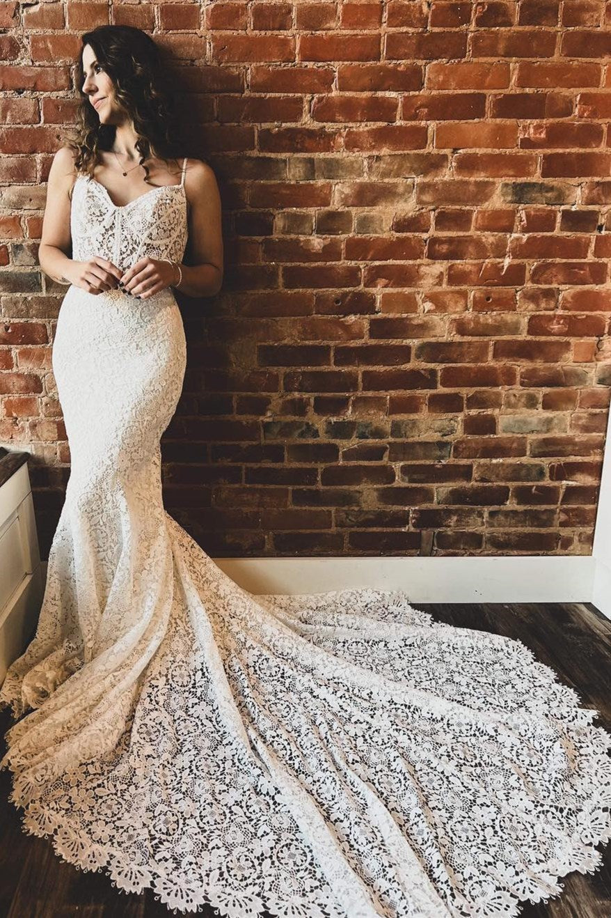 Goldie | Off White Lace Sweetheart Trumpet Long Wedding Dress