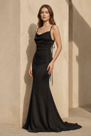 Simple Spaghetti Straps Long Soft Satin Ivory Mermaid Beach Wedding Dresses