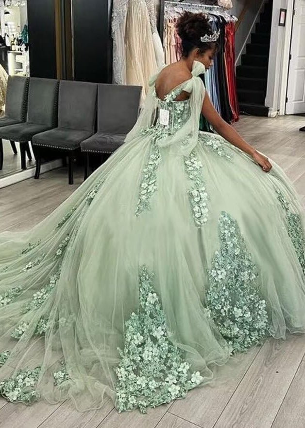 Ball Gown Tulle Off The Shoulder Sage Green Quinceanera Dress Ball Gown Tulle Off The Shoulder Sage Green Quinceanera Dress