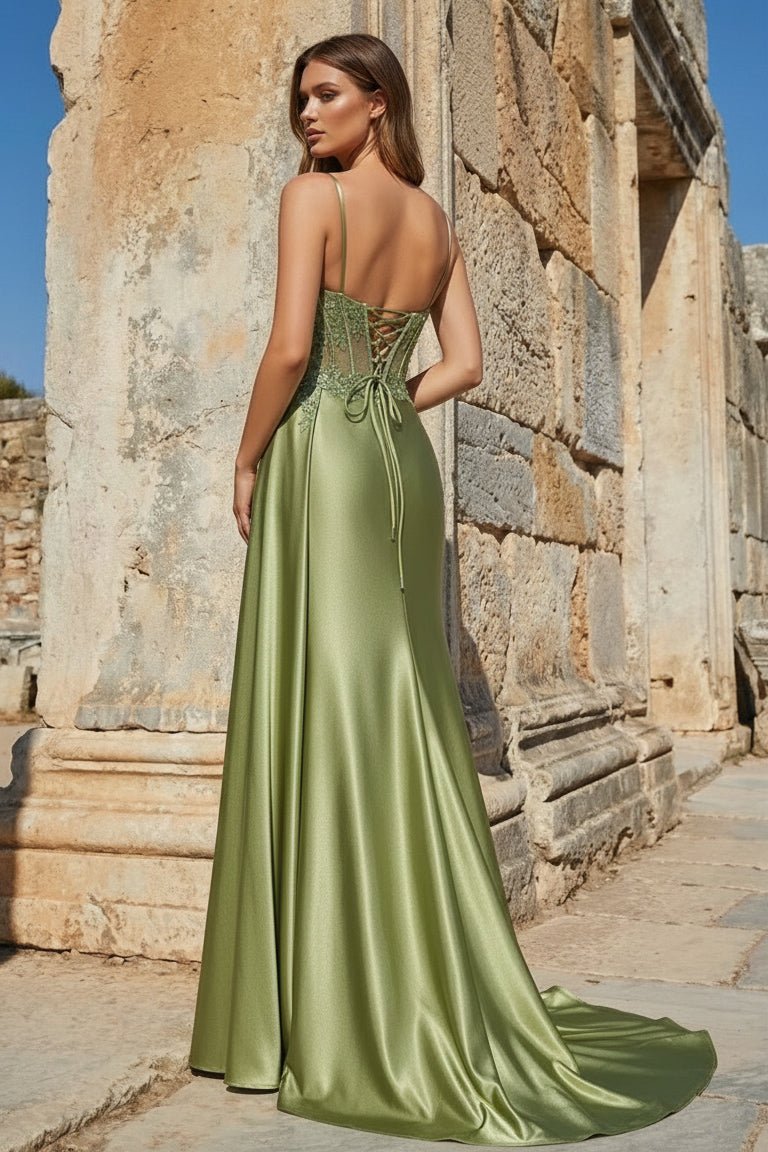 Paddy Silver Mermaid Prom Dress with Appliques & Split - KissProm Paddy Silver Mermaid Prom Dress with Appliques & Split - KissProm