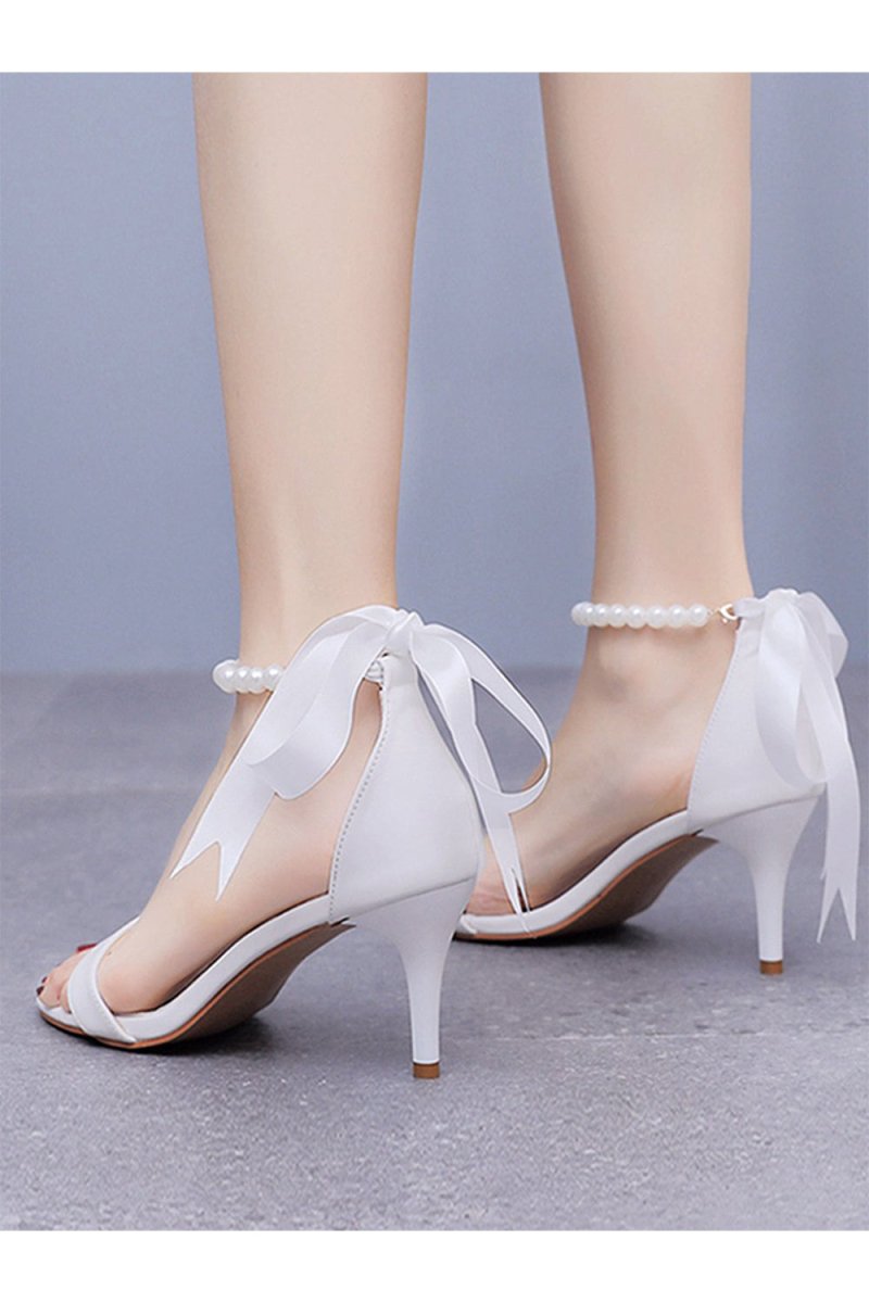 Elegant Open Toe Ankle - Strap Stiletto Sandals - KissProm