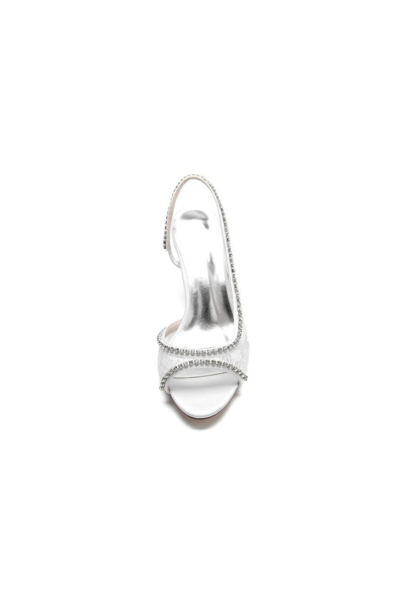 Elegant White Leather Sandals with Silver Chain Accent - KissProm