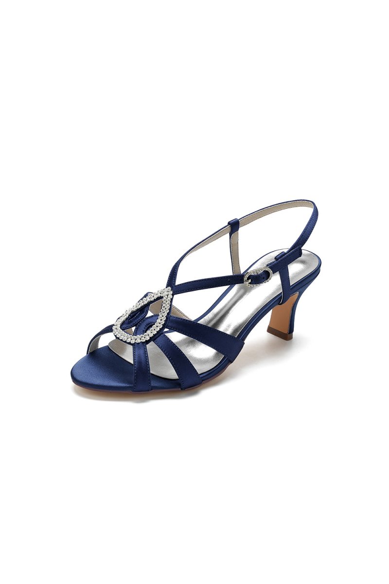 Chic Blue Silk Sandals Featuring Decorative Metal Ring - KissProm