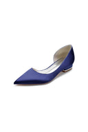 Simple Satin Pointed Toe Kitten Heels - KissProm