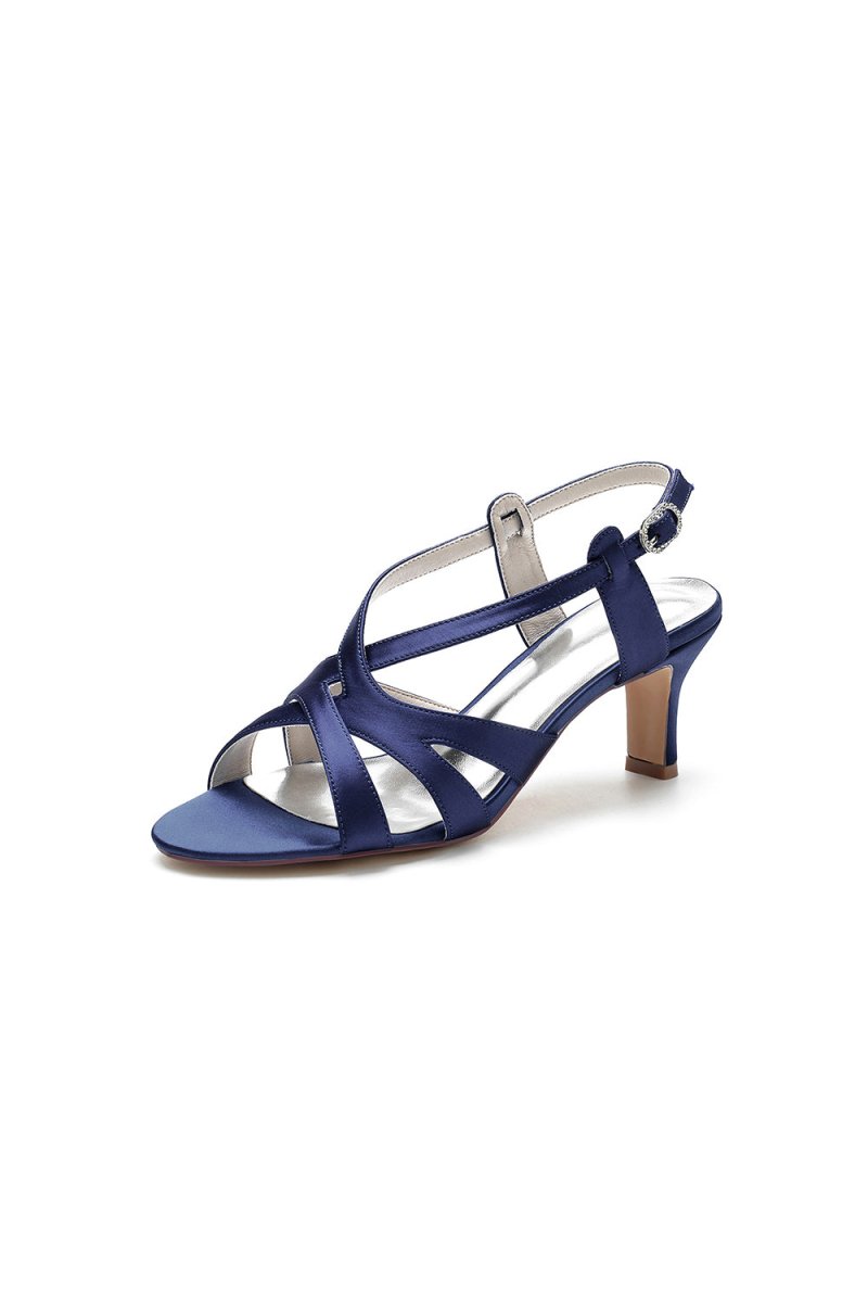 Royal Blue Cross - Strap Pump with Elegant Silver Buckle - KissProm