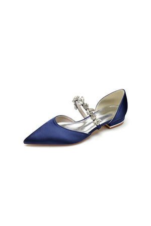 Rhinestone Pointed Toe Low Heels - KissProm