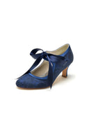 Ivory Lace High Heels Featuring a Classic Bow Design - KissProm
