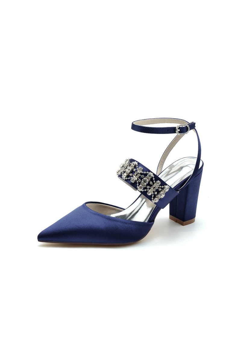 Black Satin Pump with Sparkling Silver Accent - KissProm