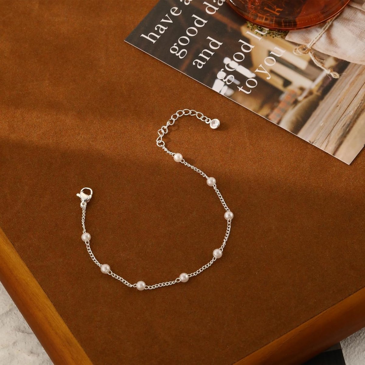 Gold Link Pearl Chain Bracelets - KissProm