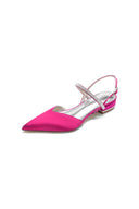 Diamond Pointed Toe Buckle Kitten Heels - KissProm
