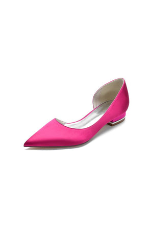 Simple Satin Pointed Toe Kitten Heels - KissProm