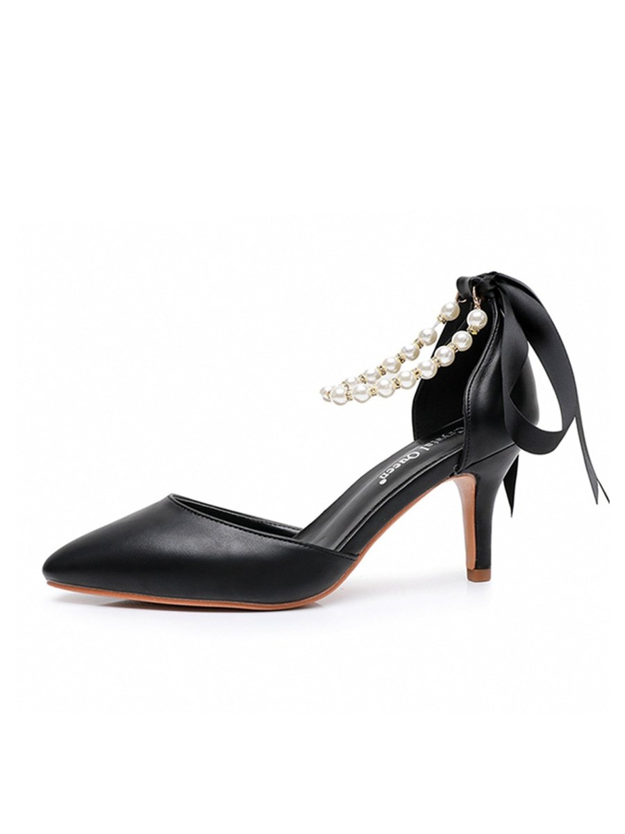 Matte Soft PU Leather Pointed Toe High Heels - KissProm