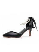 Matte Soft PU Leather Pointed Toe High Heels - KissProm