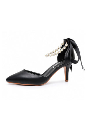 Matte Soft PU Leather Pointed Toe High Heels - KissProm