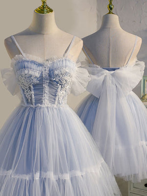 Rosa | Spaghetti Straps Tulle Lace Appliques  Short Prom Dresses With Bow