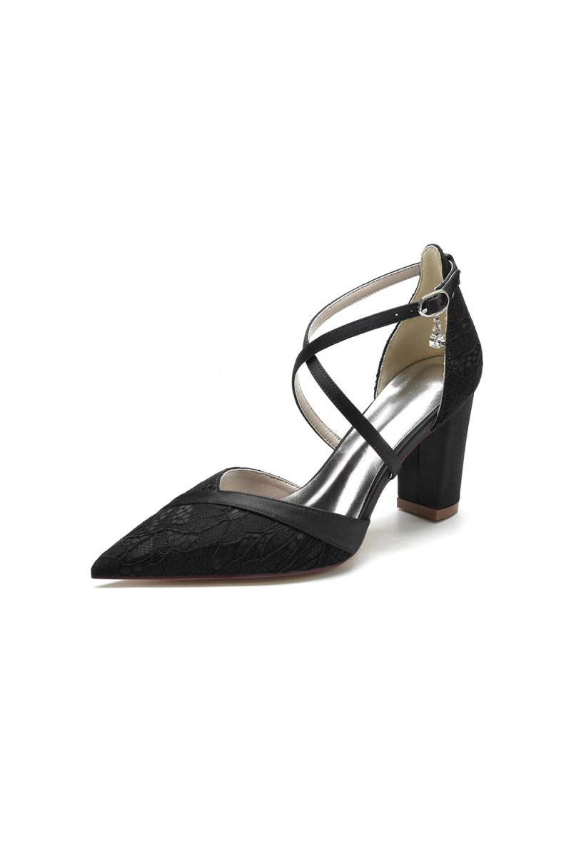 White Cross - Strap Pump with Metallic Accent - KissProm