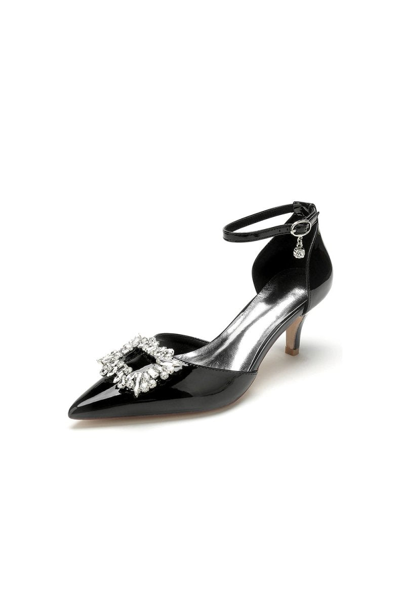 Chic Pointed-Toe Black High Heels with Silver Metal Strap and Crystal  Embellishment | 2026 Formal \u0026 Party Dresses | KISSPROM, image size:800x1200