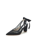 White Hybrid Pump with Transparent Mesh and Silver Heel Accent - KissProm