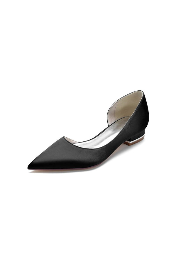 Simple Satin Pointed Toe Kitten Heels - KissProm