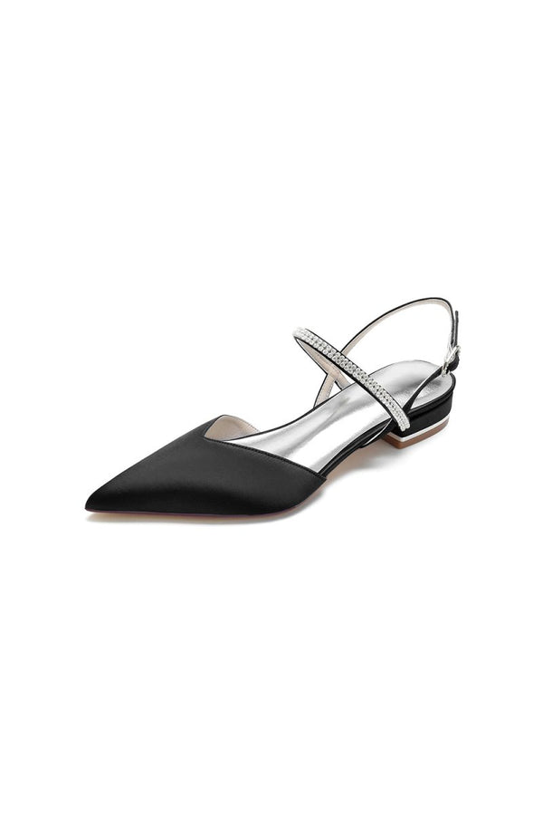 Diamond Pointed Toe Buckle Kitten Heels - KissProm