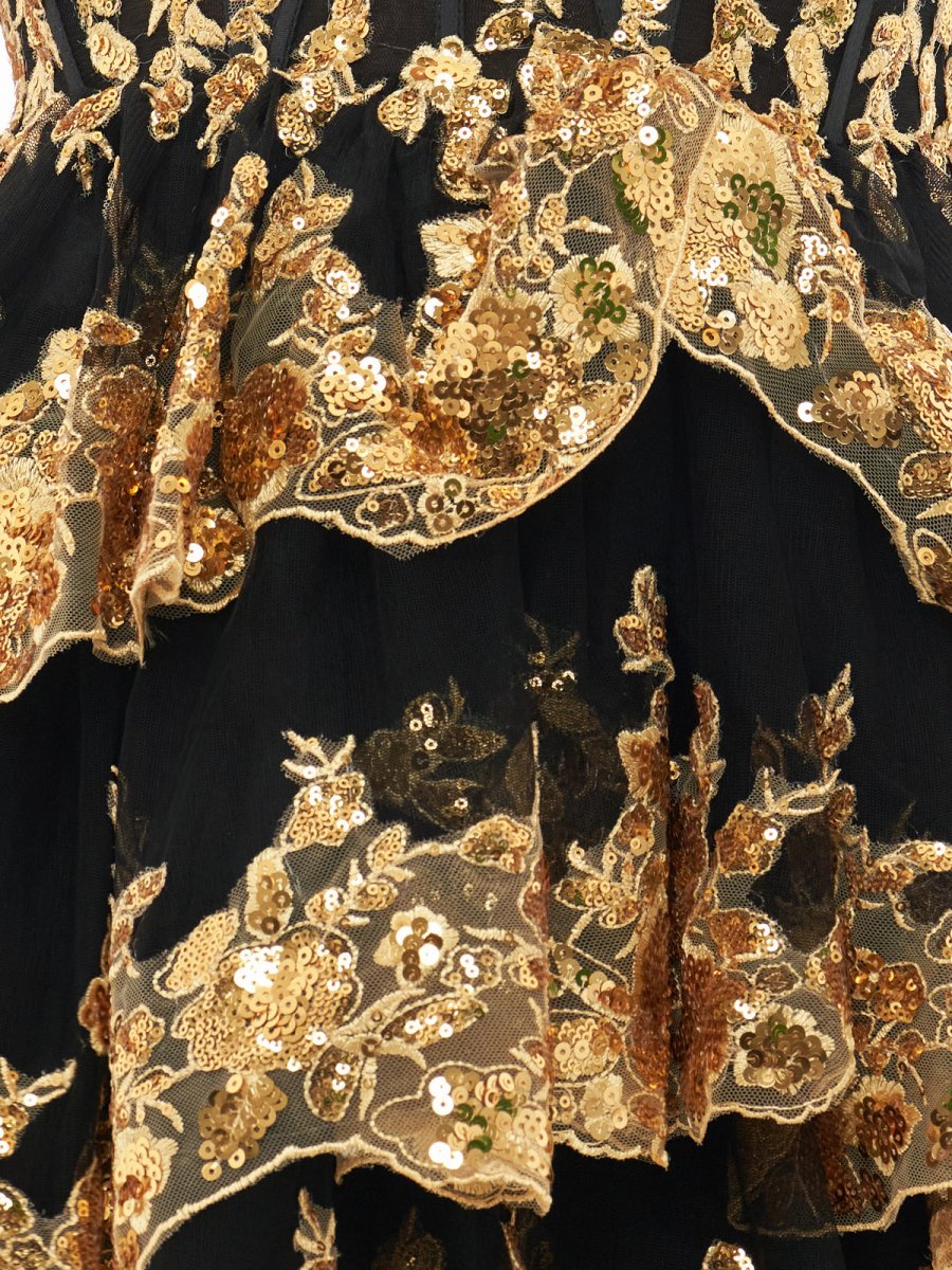 Everly | Gold Black - A-Line Sweetheart Tiered Short Homecoming Dress