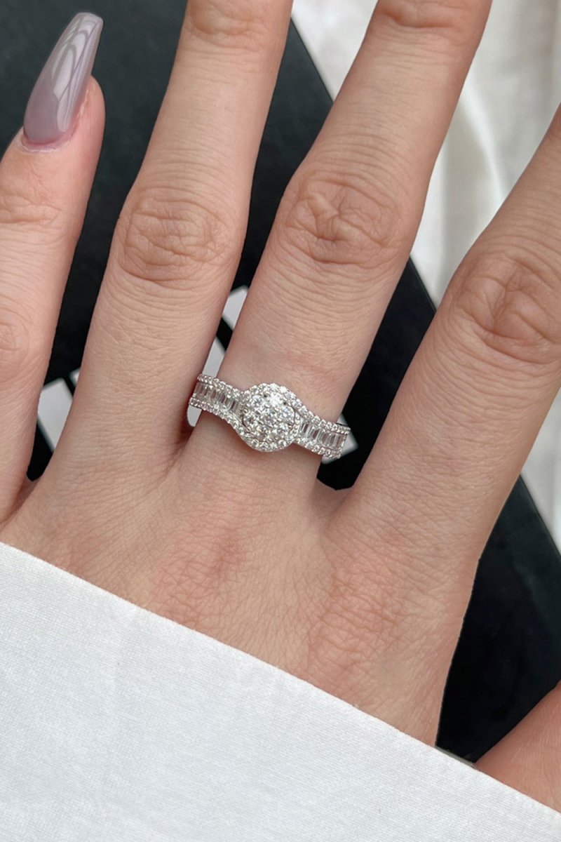 Sterling Silver Cubic Zirconia Radiant Sparkling Wedding Band Ring - KissProm