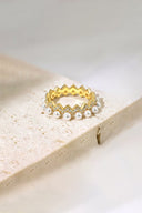 925 Sterling Silver Full Pearl 5A Cubic Zirconia Crown Shaped Ring - KissProm