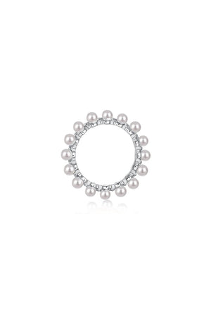 925 Sterling Silver Full Pearl 5A Cubic Zirconia Crown Shaped Ring - KissProm