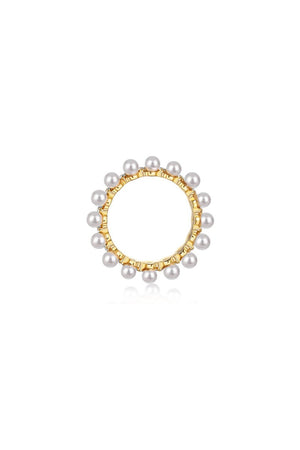 925 Sterling Silver Full Pearl 5A Cubic Zirconia Crown Shaped Ring - KissProm