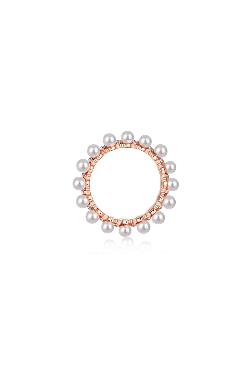 925 Sterling Silver Full Pearl 5A Cubic Zirconia Crown Shaped Ring - KissProm