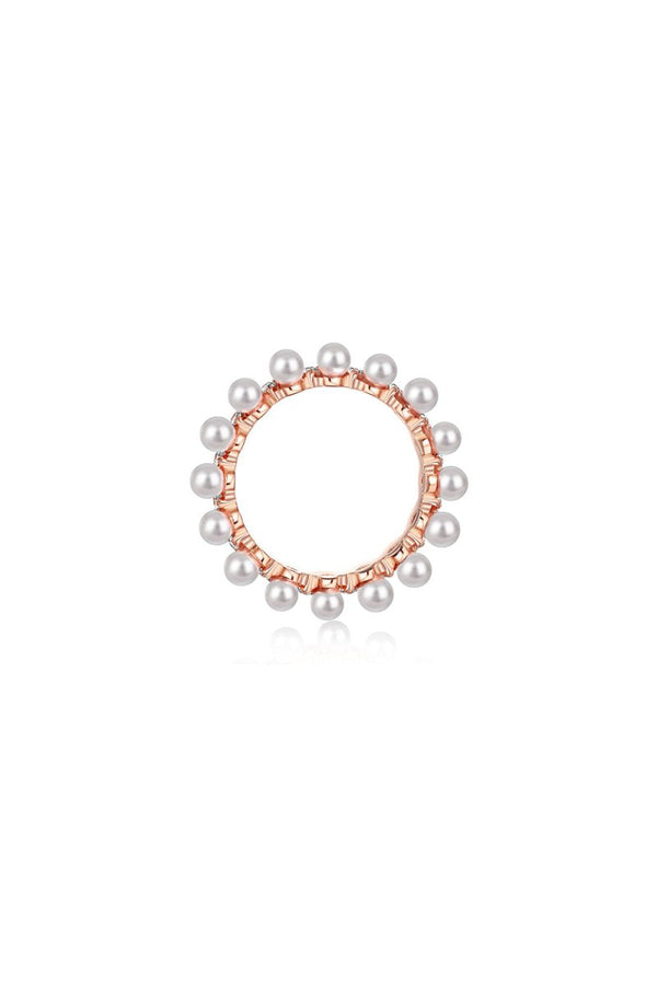 925 Sterling Silver Full Pearl 5A Cubic Zirconia Crown Shaped Ring - KissProm