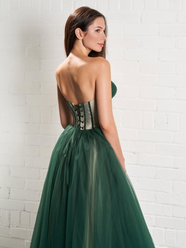 strapless puffy midi dress Strapless Puffy Midi Tulle Dress