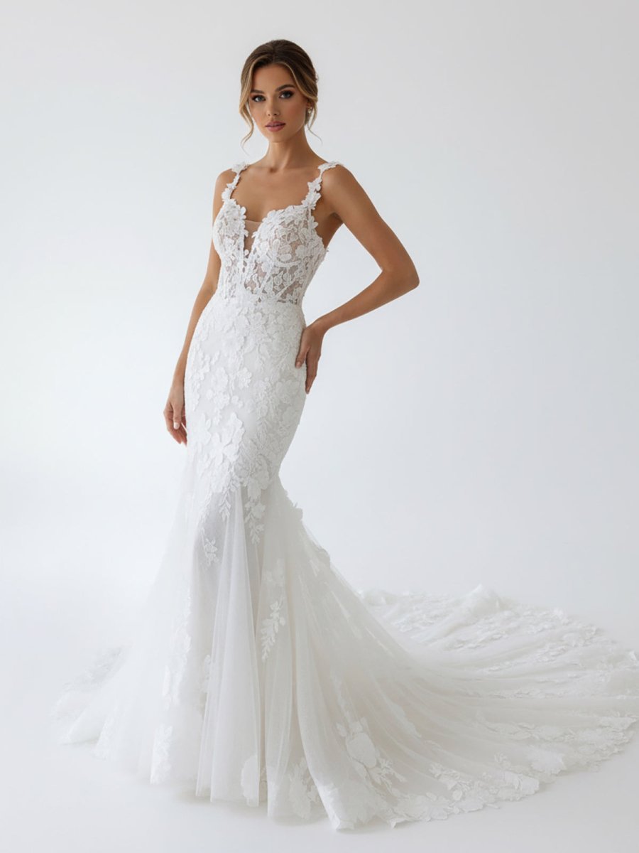 Fairy Mermaid Sweetheart Lace Wedding Dresses with Appliques Fairy Mermaid Sweetheart Lace Wedding Dresses with Appliques