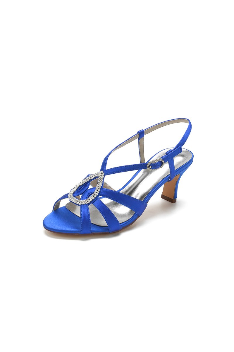 Chic Blue Silk Sandals Featuring Decorative Metal Ring - KissProm