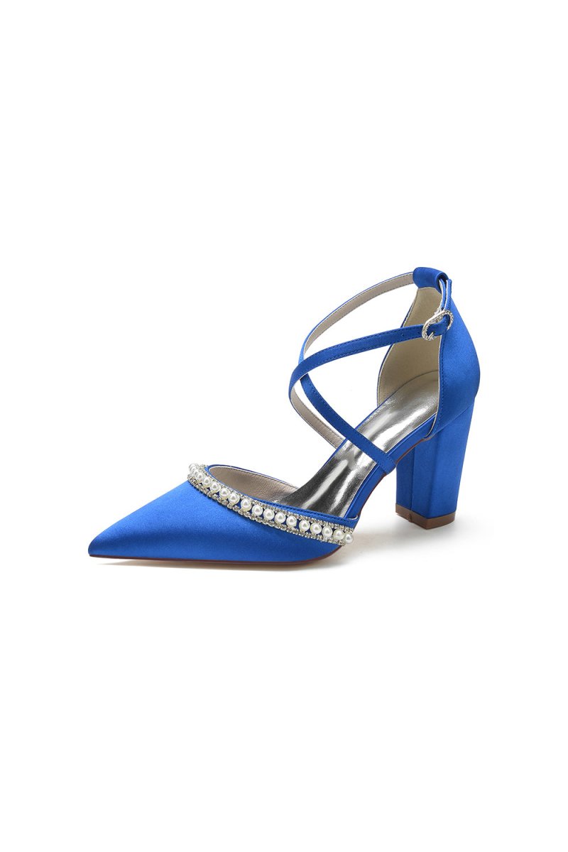 Champagne Satin Pump with Pearl and Metal Accents - KissProm