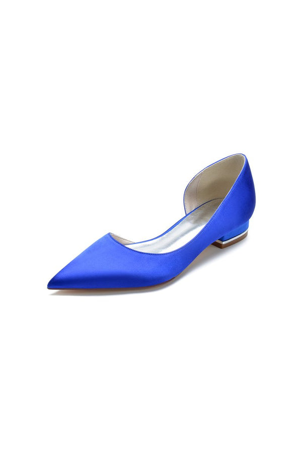 Simple Satin Pointed Toe Kitten Heels - KissProm