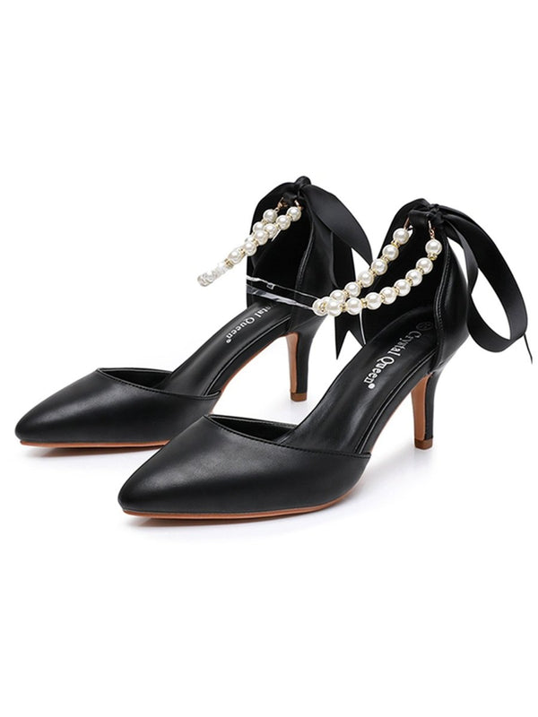Matte Soft PU Leather Pointed Toe High Heels - KissProm