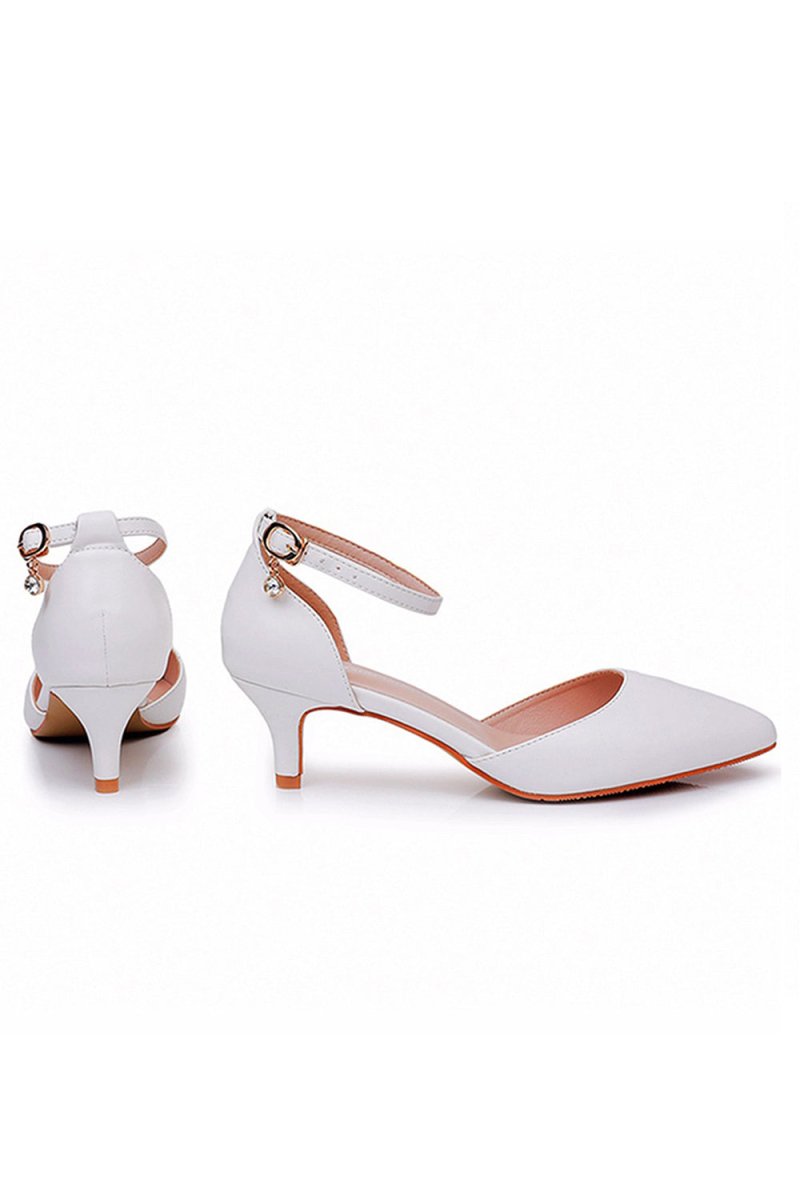 Mid Heel Matte Pointed Toe PU Wedding Shoes - KissProm