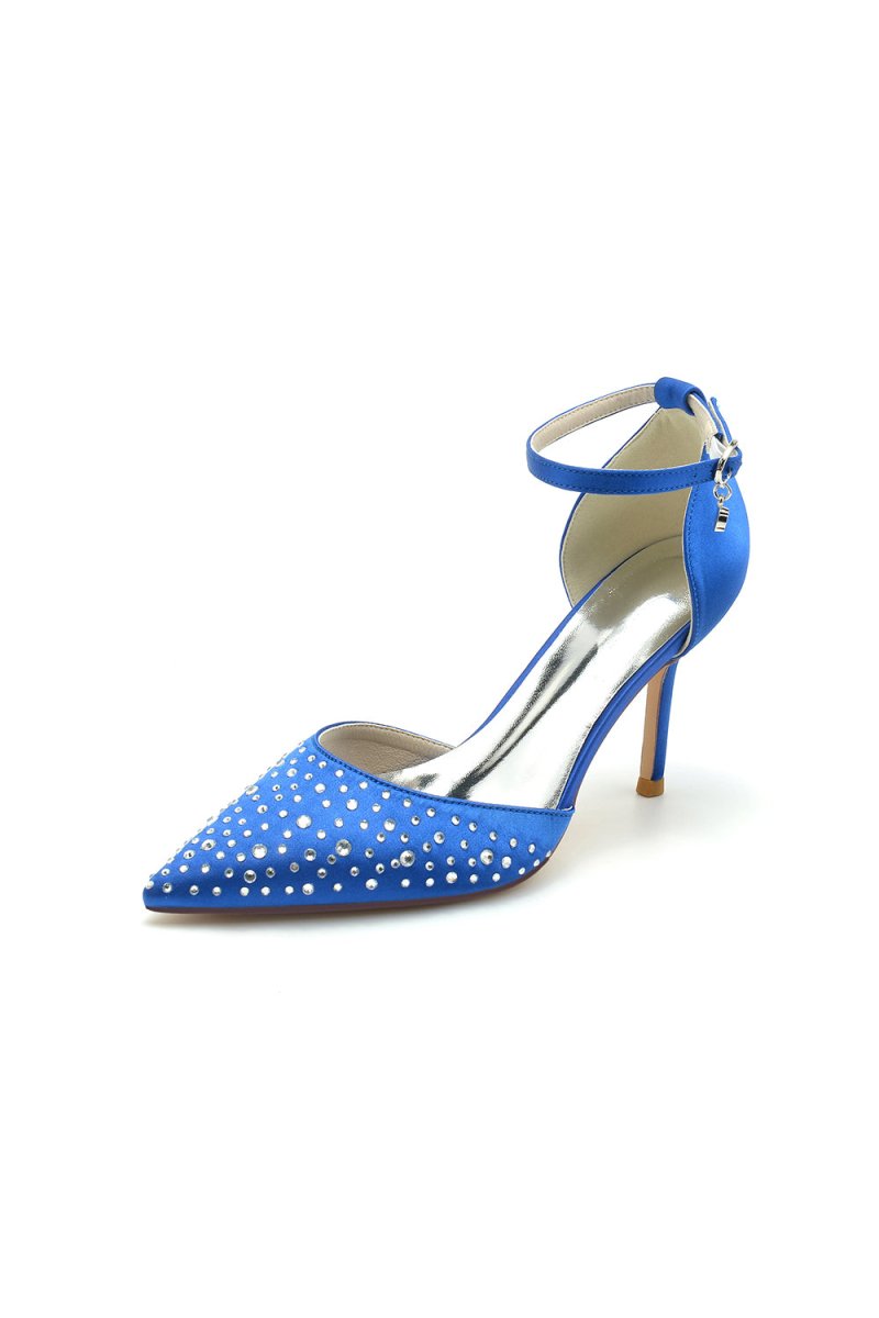 Pointed Toe High Heels with Ankle Strap - KissProm